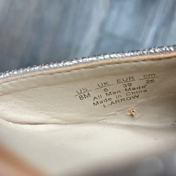 Franco Sarto Arrow Tan & Gold Metallic Leather D’Orsay High Heels, size 8 - Picture 5 of 8